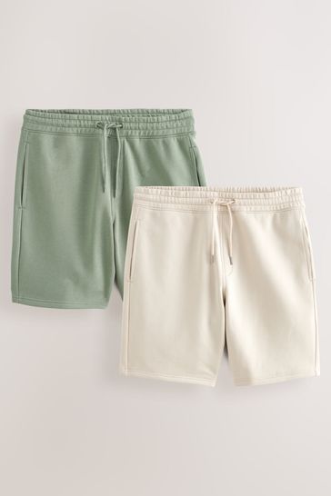 Buy Stone Khaki Green Soft Fabric Jersey Shorts 2 Pack from Next Oman
