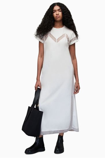 AllSaints White Anna Lace Maxi Dress