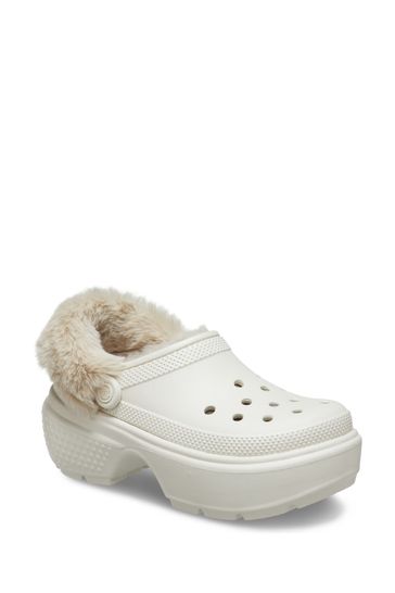 Fluffy white crocs hot sale