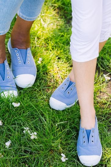 Buy Trotters London Blue Cornflower Plum Canvas Shoes from Next
