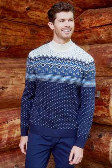 Buy Threadbare Blue Fairisle Turtle Neck Christmas Jumper from Next Poland