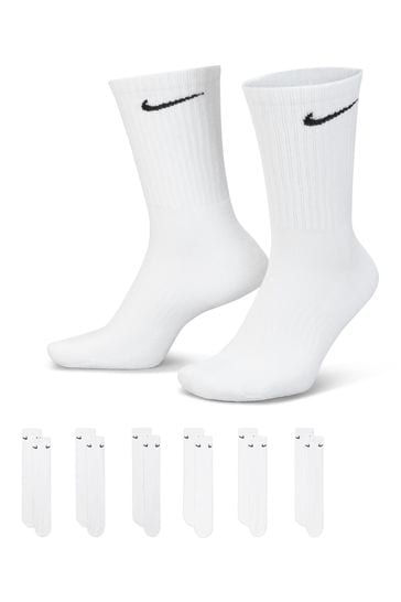 Nike White Everyday Cushioned 6 Pack Socks