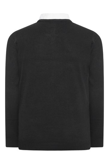 Black shirt insert crew neck jumper hotsell