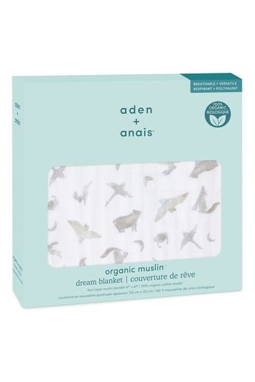 Buy aden anais White Animal Kingdom Organic Cotton Muslin Dream Blanket from Next Luxembourg