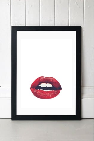 East End Prints Black Lips by Honeymoon Hotel Black Framed Print