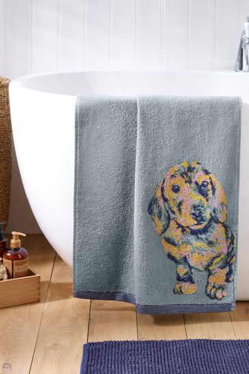 Blue Sausage Dog 100 Cotton Towel