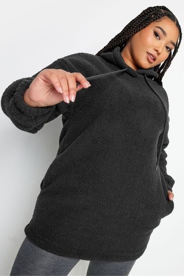 Buy Yours Curve Black Teddy Hooded Sweatshirt from Next Luxembourg