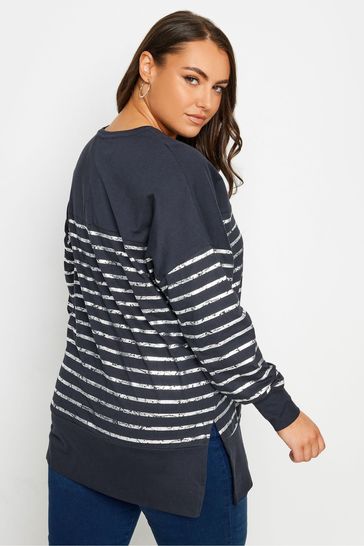 Metallic stripe sweater hot sale