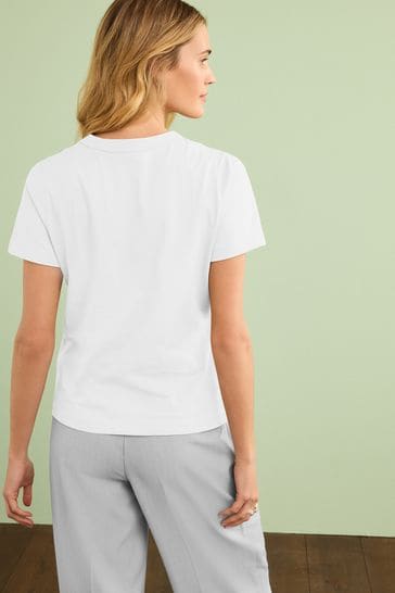 Buy White Essential 100% Pure Cotton Short Sleeve Crew Neck T-Shirt from  Next USA