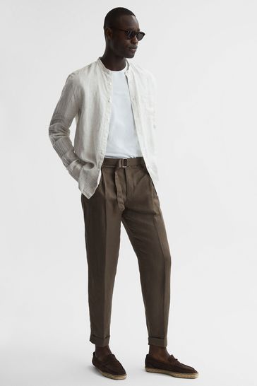 Blazer with grandad collar sale shirt
