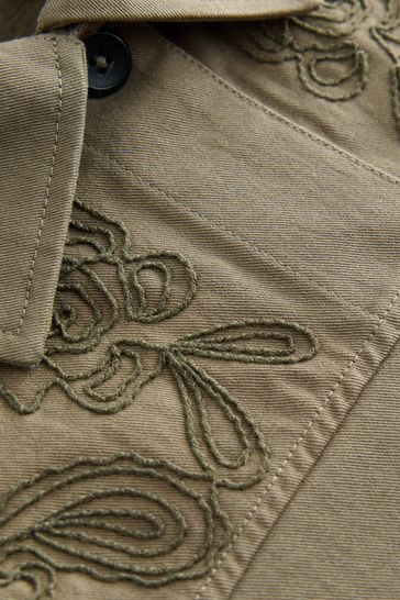 Buy Khaki Green Embroidered Cotton Jacket from Next Bahrain