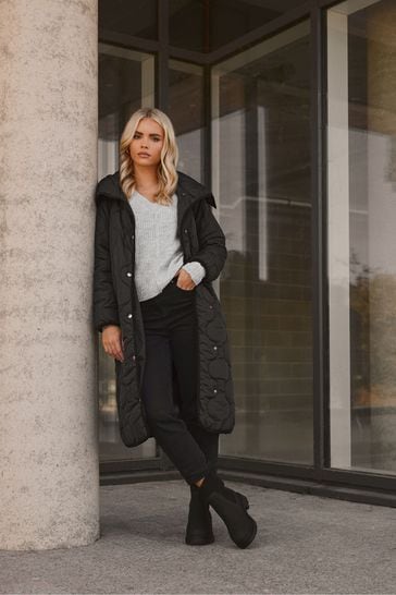 Wallis petite black funnel neck coat outlet