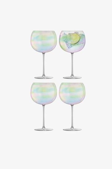 LSA International Pearl White Bubble 680ml Set Of 4 Balloon Glasses