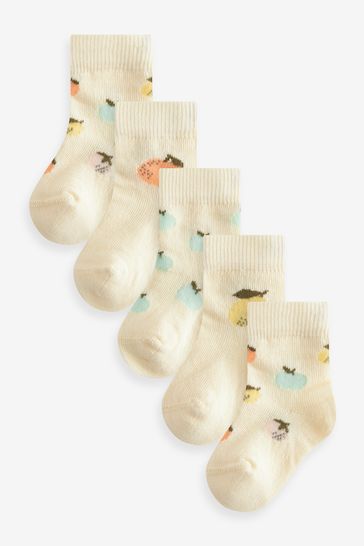 Cream Baby Socks 5 Pack (0mths-2yrs)