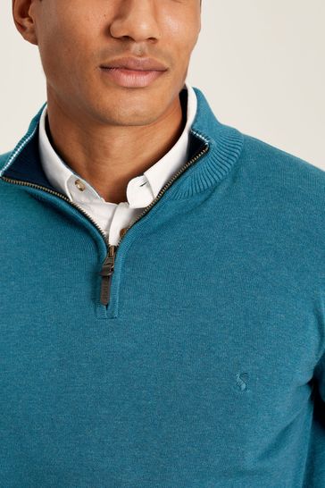 Joules Hillside Blue Quarter Zip Knitted Jumper