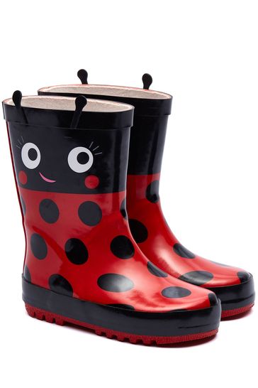 Harry Bear Purple Ladybird Printed Wellies