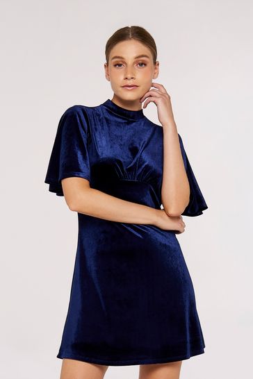 Buy Apricot Navy Blue Velvet Flare Dress from Next Ireland