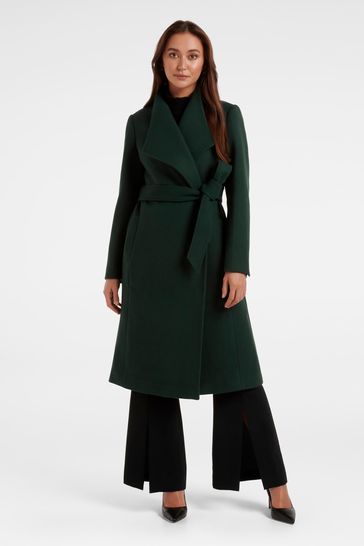 Green funnel neck coat cheap