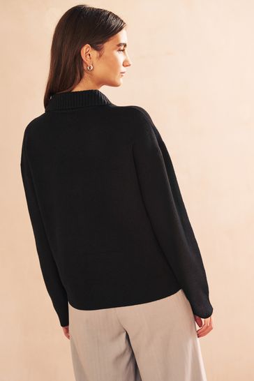 Black sweater button on sale front