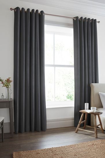 Laura Ashley Charcoal Grey Swanson Made to Measure Curtains