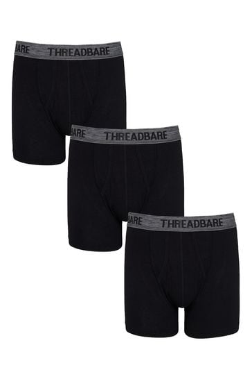 Threadbare Black A-Front Trunks 3 Packs