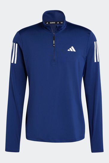 adidas Blue Own the Run Quarter Zip Jacket
