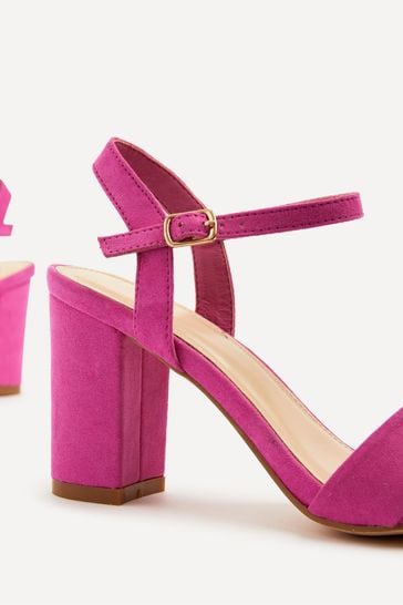 Red barely there block heels clearance