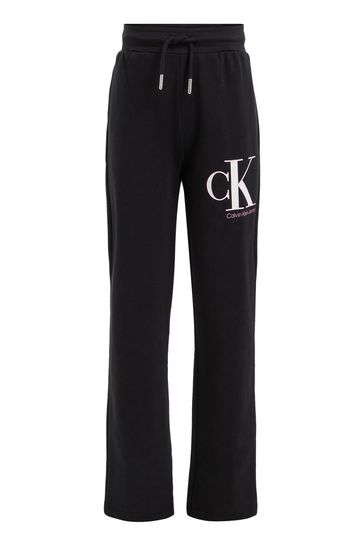 Calvin Klein Jeans Girls Black Monogram Logo Joggers