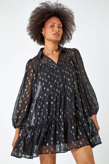 Metallic shop print dress
