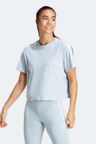 Buy adidas Blue Sportswear Essentials 3-Stripes Single Jersey Crop Top from  Next USA