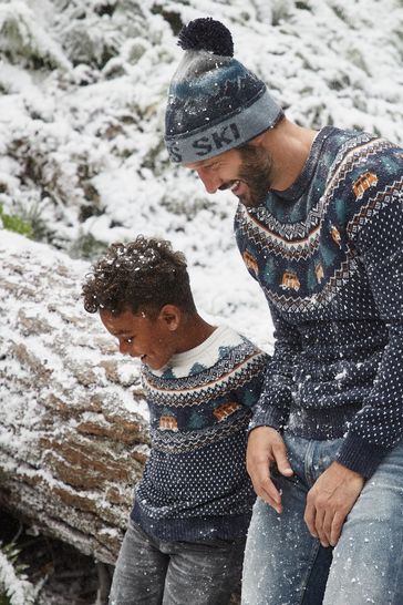 Buy FatFace Blue Christmas Van Fairisle Jumper from Next Lithuania