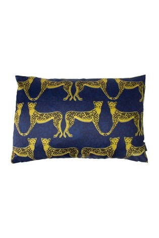 Riva Paoletti Navy Blue Lynx Animal Print Polyester Filled Cushion