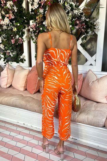 Buy AX Paris Blood Orange Animal Print V Neck Jumpsuit from Next Kuwait
