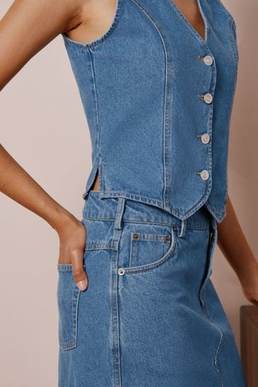 Blue shop denim waistcoat