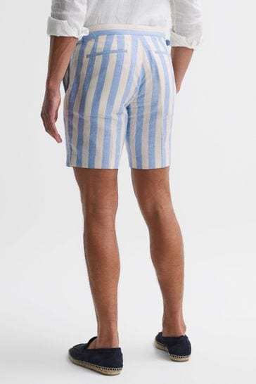 Blue white cheap striped shorts
