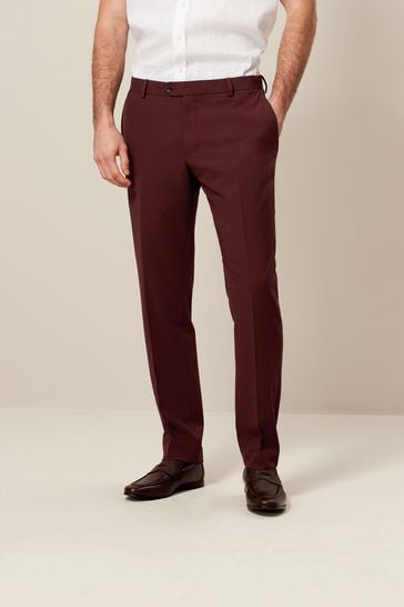 Brick Red Regular Fit Motionflex Stretch Suit: Trousers