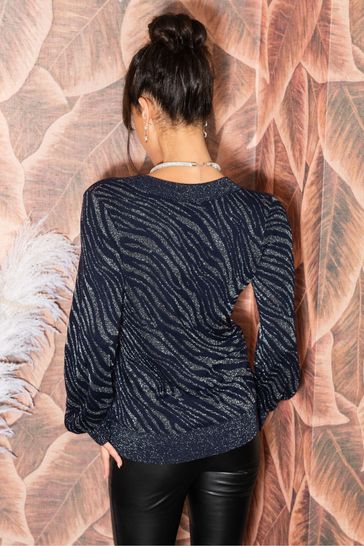Blue fine knit jumper top