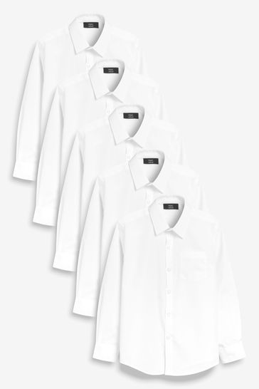 next.co.uk | White 5 Pack Long Sleeve Shirts