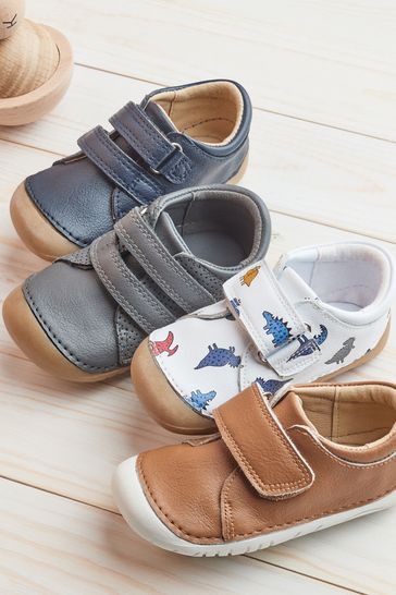 Buy White Dino Print Wide Fit G Crawler Shoes from Next Luxembourg