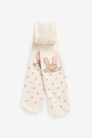 Cream Bunny Baby Single Tights With Design (0-18mths)