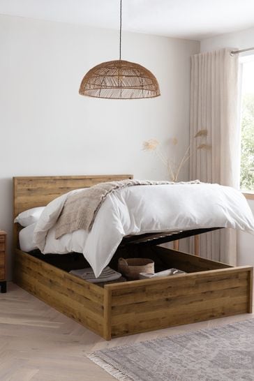 Light wood bed on sale frame with storage