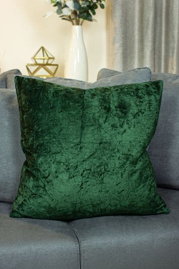 Ashley Wilde Forest Green Kassaro Crushed Velvet Feather Filled Cushion