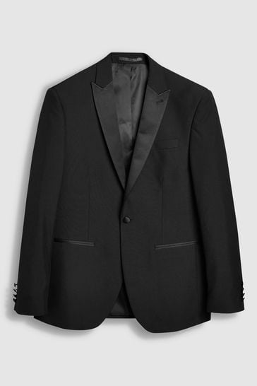 Black Regular Fit Tuxedo Suit Jacket
