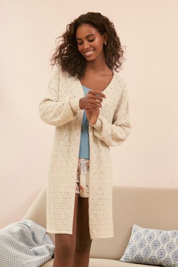 Buy Laura Ashley Cream 100 Cotton Pointelle Lounge Cardigan from Next Bahrain