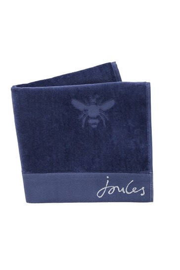 Joules Comet Blue Cotton Botanical Bee Semi Plain Towel