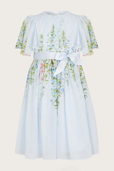 Buy Monsoon Blue Hyacinth Print Angel Sleeve Dress from Next