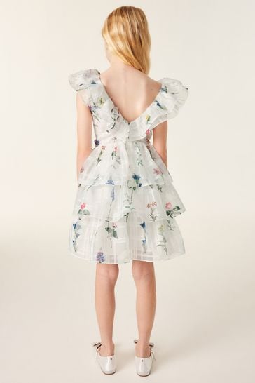 Baker by Ted Baker White Floral Burnout Frilled Dress