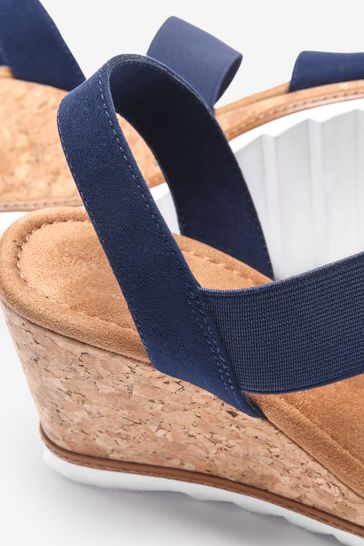 Wide fit outlet navy wedges