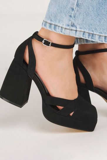 Wide fit hotsell black platform heels