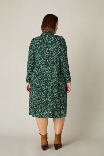 Buy Live Unlimited Curve Green Spot Print Jersey Relaxed Shirt